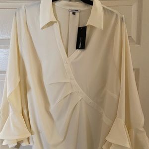Cream ruffled sleeve Blouse
